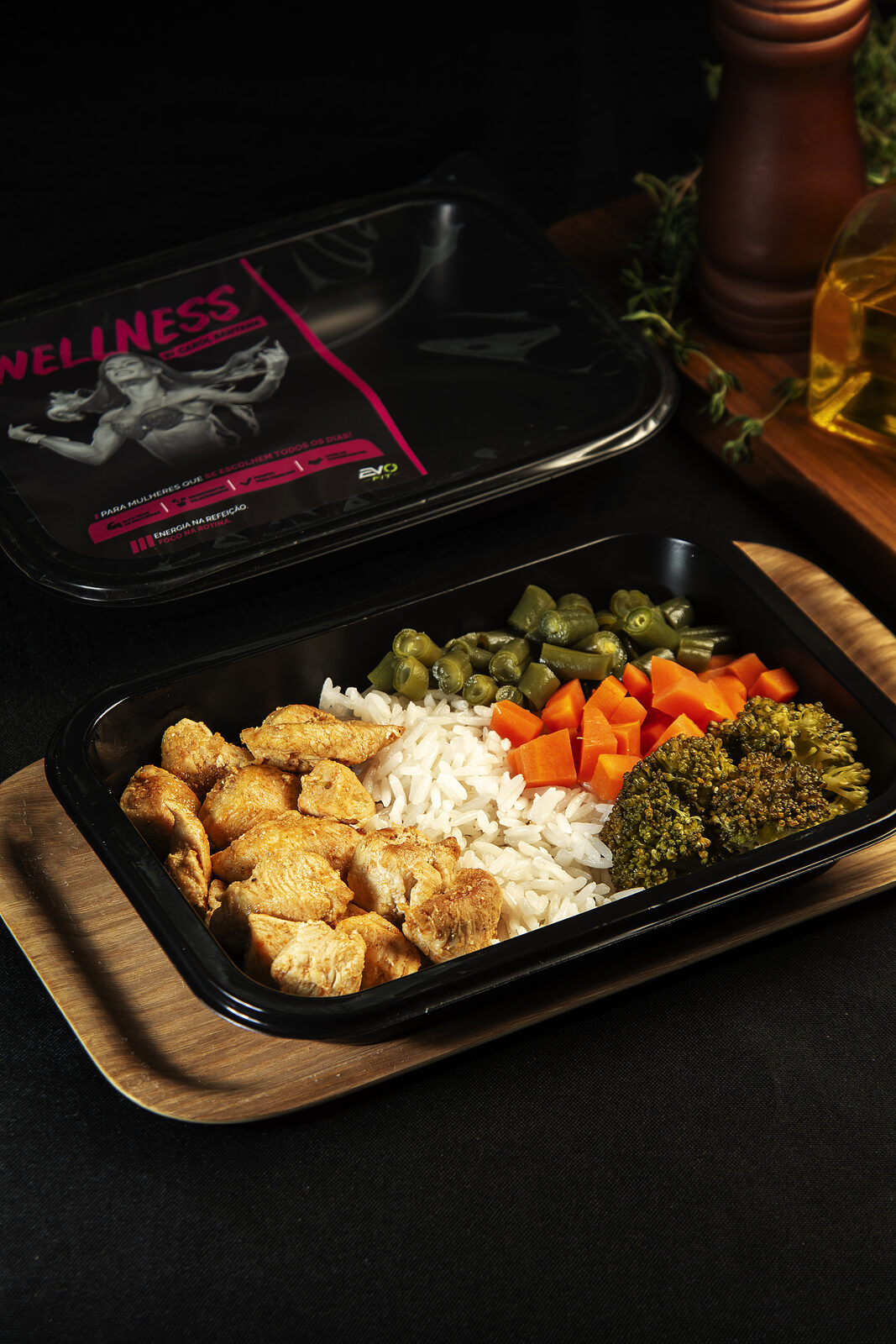 Wellness! Frango em Cubos Grelhado com Arroz Branco e Mix de Legumes